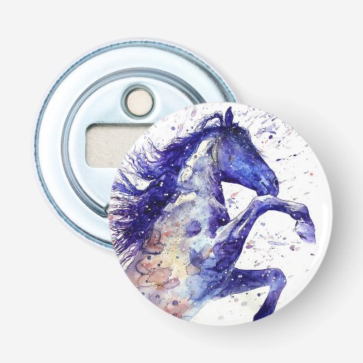 Spletters voor de Waterverf van artistieke paarden Button Flesopener (Voorkant)