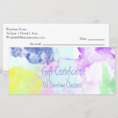 Spletters voor olieverf Cadeaucertificaat (Voorkant / Achterkant)
