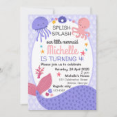 Splis Splash Little Mermaid Birthday Party Kaart (Voorkant)