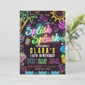 Splish Splash 15e verjaardagsfeest Editable Uitnod Kaart (Staand voorkant)