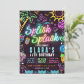Splish Splash 17e Verjaardagsfeest Bewerkbare Uitn Kaart (Staand voorkant)