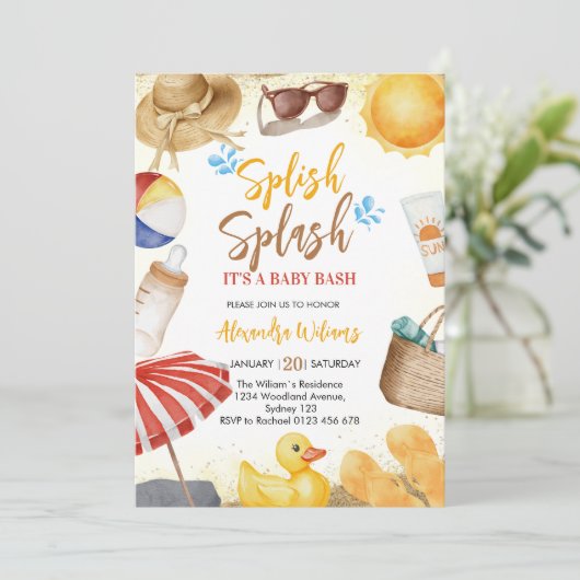 Splish Splash Baby Bash Baby shower Kaart (Staand voorkant)