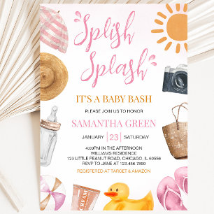 Splish Splash Baby Bash Meisje Baby Shower Kaart