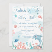Splish Splash Baby Bash Ocean Fish Baby shower Kaart (Voorkant)