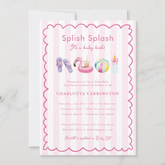 Splish Splash Baby Bash Pool Party Baby shower Kaart (Voorkant)