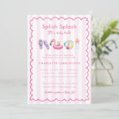 Splish Splash Baby Bash Pool Party Baby shower Kaart (Staand voorkant)