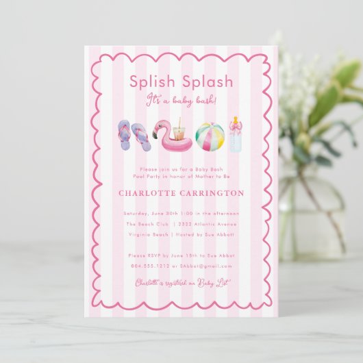 Splish Splash Baby Bash Pool Party Baby shower Kaart (Staand voorkant)