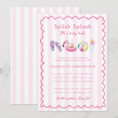 Splish Splash Baby Bash Pool Party Baby shower Kaart (Voorkant / Achterkant)