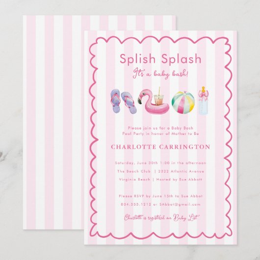 Splish Splash Baby Bash Pool Party Baby shower Kaart (Voorkant / Achterkant)