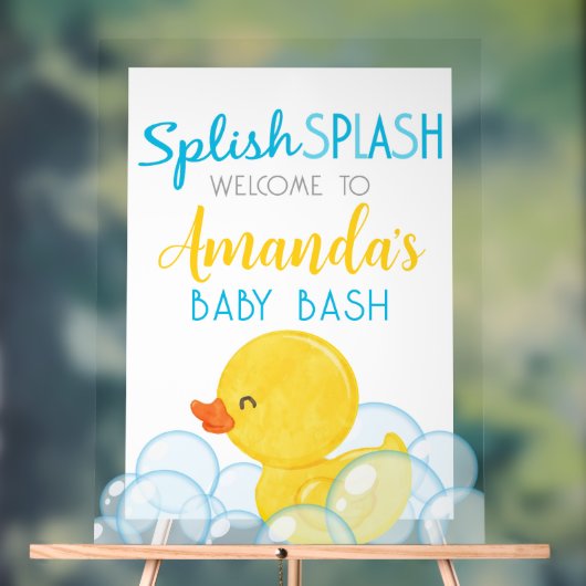 Splish Splash Baby Bash Rubber Duck Welkom Acryl Bord (Neutraal)