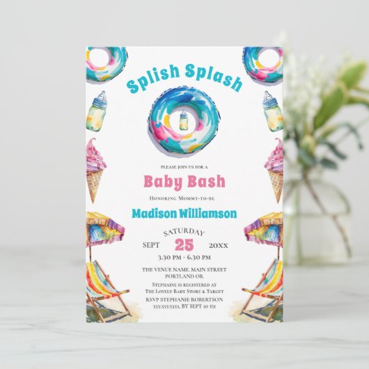 Splish Splash Baby Bash Summer Baby shower QR-code Kaart (Staand voorkant)