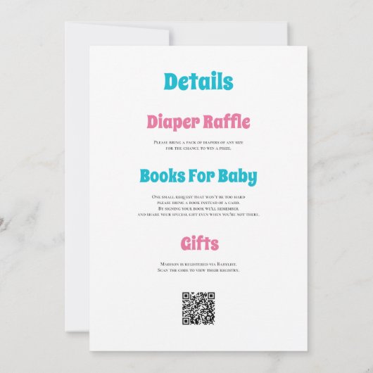 Splish Splash Baby Bash Summer Baby shower QR-code Kaart (Achterkant)