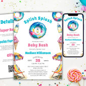 Splish Splash Baby Bash Summer Baby shower QR-code Kaart
