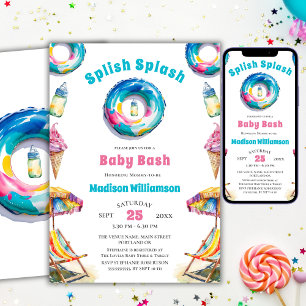 Splish Splash Baby Bash Zomer Baby shower Kaart