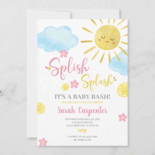 Splish Splash Baby shower uitnodiging (Voorkant)