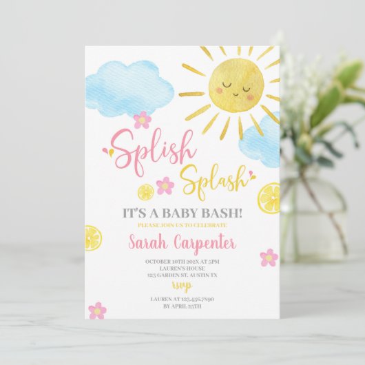 Splish Splash Baby shower uitnodiging (Staand voorkant)