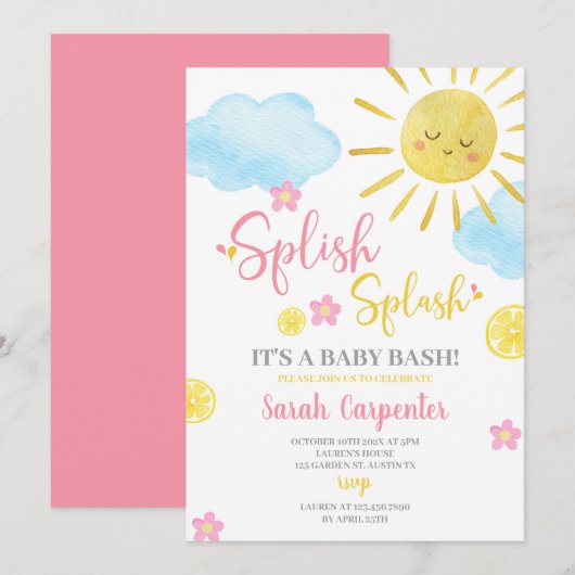 Splish Splash Baby shower uitnodiging (Voorkant / Achterkant)