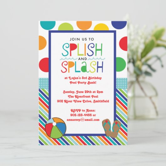 Splish Splash Bash (blauw) Kaart (Staand voorkant)