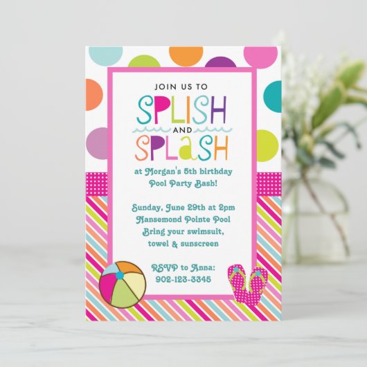 Splish Splash Bash (roze) Kaart (Staand voorkant)