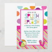 Splish Splash Bash (roze) Kaart (Voorkant / Achterkant)