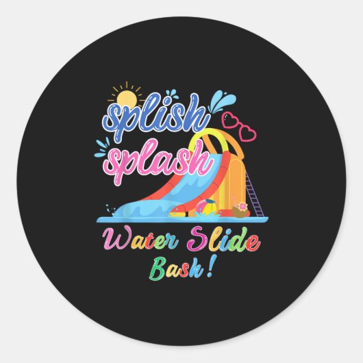 Splish Splash Bash Waterslide Zomerzwembad Verjaar Ronde Sticker (Voorkant)