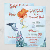 Splish Splash Bash Zeemeermin Thema Alle Leeftijd  Kaart (Voorkant / Achterkant)