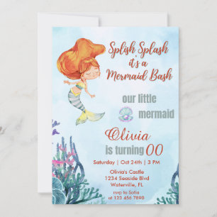 Splish Splash Bash Zeemeermin Thema Alle Leeftijd  Kaart