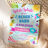 Splish Splash Beach Birthday Party Invitation Kaart