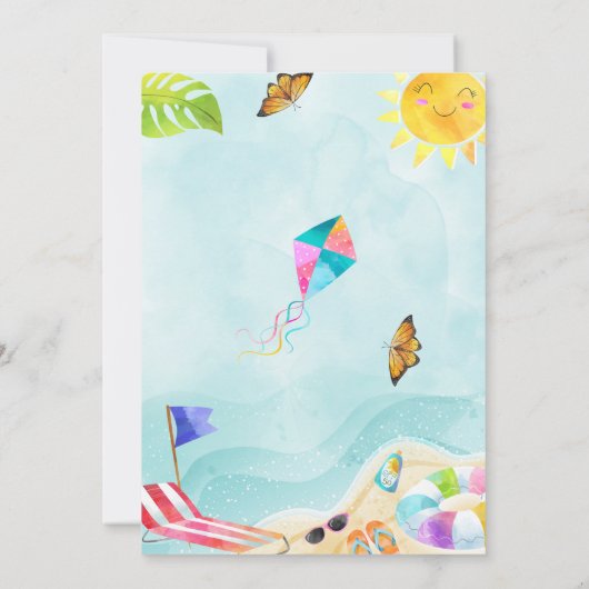Splish Splash Beach Birthday Party Invitation Kaart (Achterkant)