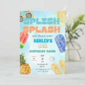 Splish Splash Birthday Bash Boy Pool Party Kaart (Staand voorkant)