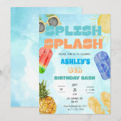 Splish Splash Birthday Bash Boy Pool Party Kaart (Voorkant / Achterkant)