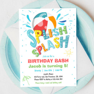 Splish Splash Birthday Bash Boy Pool Party Kaart
