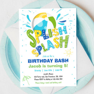 Splish Splash Birthday Bash Boy Pool Party Kaart