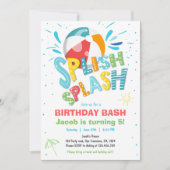 Splish Splash Birthday Bash Boy Pool Party Kaart (Voorkant)