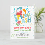 Splish Splash Birthday Bash Boy Pool Party Kaart (Staand voorkant)