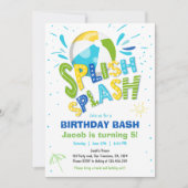 Splish Splash Birthday Bash Boy Pool Party Kaart (Voorkant)