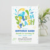 Splish Splash Birthday Bash Boy Pool Party Kaart (Staand voorkant)