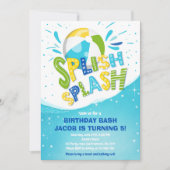 Splish Splash Birthday Bash Boy Pool Party Kaart (Voorkant)