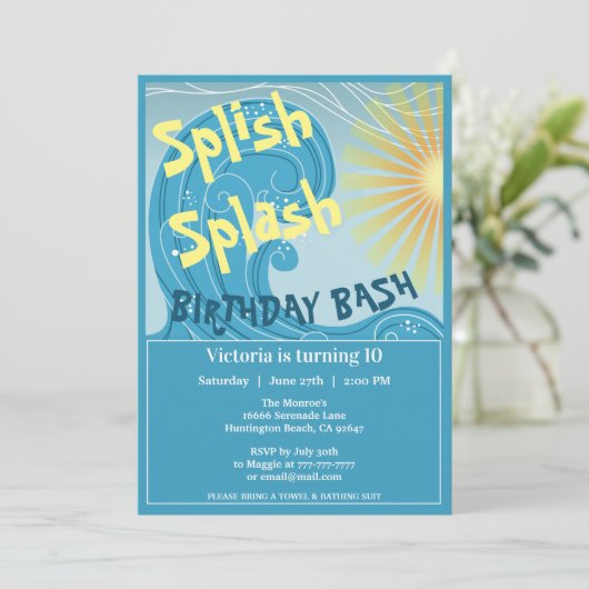 Splish Splash Birthday Bash Kaart (Staand voorkant)
