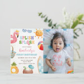 Splish Splash Birthday Bash Meisje Zwembad Party F Kaart (Staand voorkant)