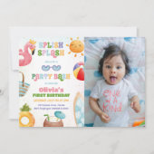 Splish Splash Birthday Bash Meisje Zwembad Party F Kaart (Voorkant)