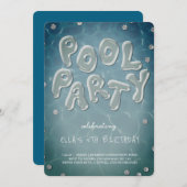 Splish Splash Birthday Bash Pool Party Invitation Kaart (Voorkant / Achterkant)