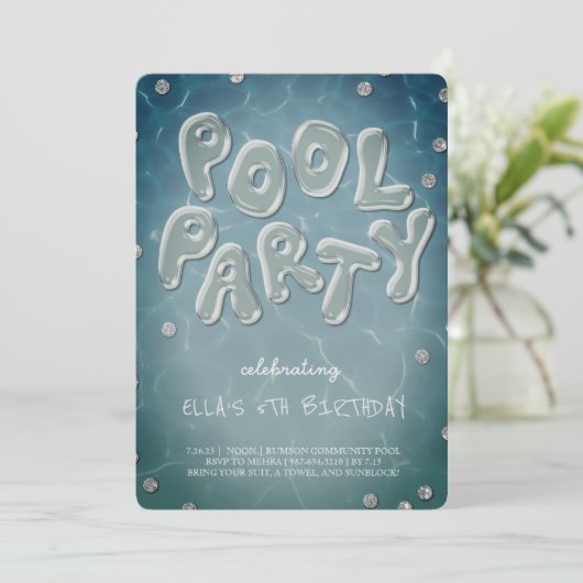 Splish Splash Birthday Bash Pool Party Invitation Kaart (Staand voorkant)