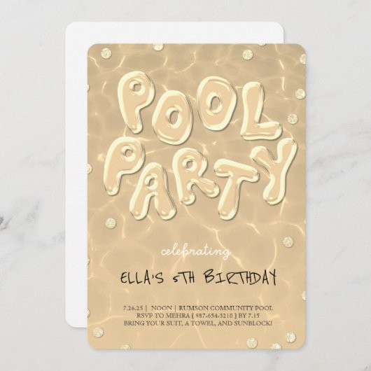 Splish Splash Birthday Bash Pool Party Invitation Kaart (Voorkant / Achterkant)