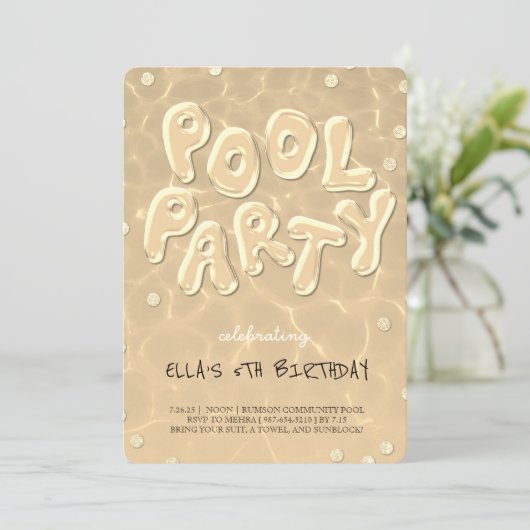 Splish Splash Birthday Bash Pool Party Invitation Kaart (Staand voorkant)