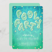 Splish Splash Birthday Bash Pool Party Invitation Kaart (Voorkant / Achterkant)