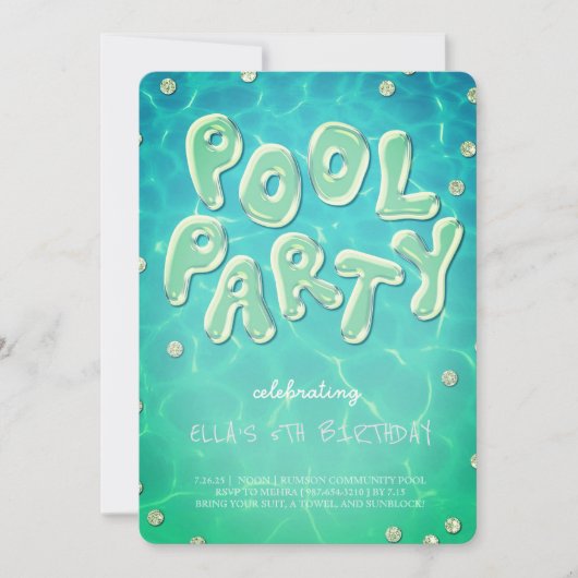 Splish Splash Birthday Bash Pool Party Invitation Kaart (Voorkant)