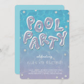 Splish Splash Birthday Bash Pool Party Invitation Kaart (Voorkant / Achterkant)