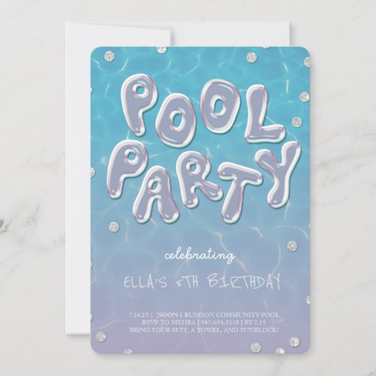 Splish Splash Birthday Bash Pool Party Invitation Kaart (Voorkant)