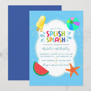 Splish Splash Birthday Party Invitation Kaart